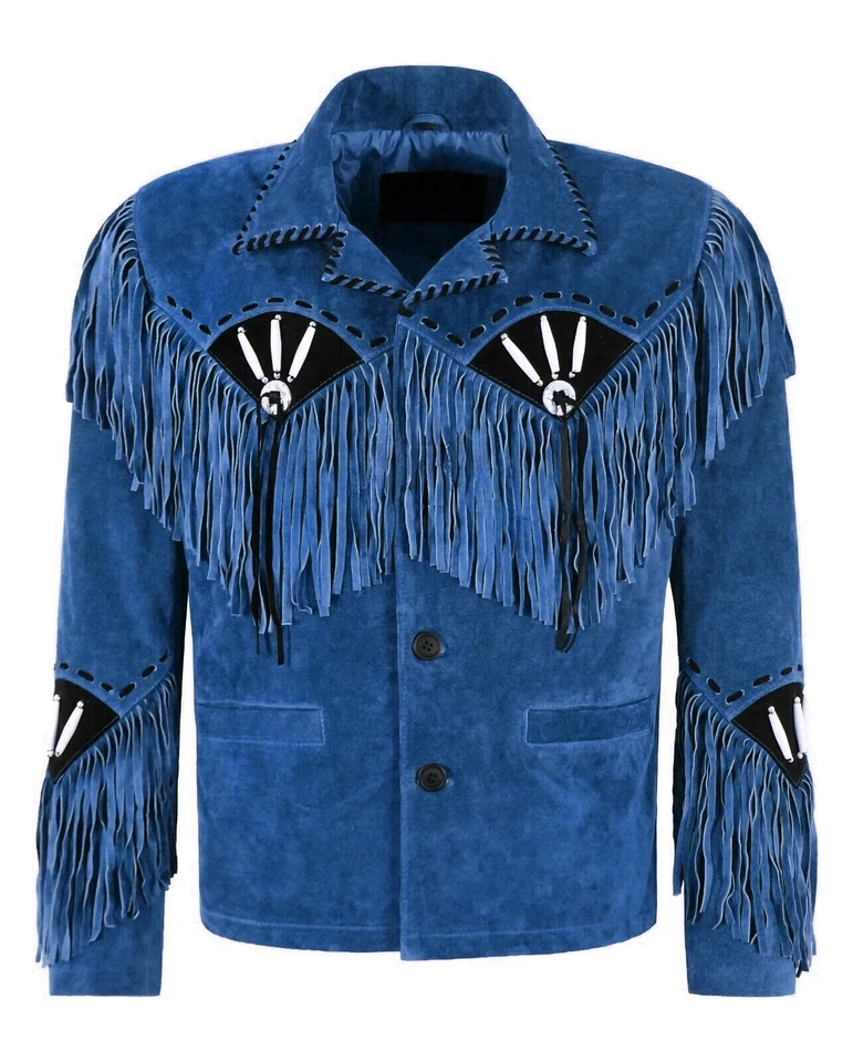 Jaqueta de couro camurça ocidental ossos franjas boho jaqueta de rodeio - Imagem 4 de 4