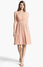 Jenny Yoo 'Charlie' Pleat Chiffon A-Line Dress Sz 10 Blush