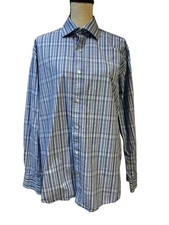 TAYLORBYRD Men s Blue Stripe Button Dress Shirt Cotton Sz Large EXCELLENT