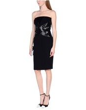 NWT Versace Patent Leather Embellished Silk Black Cocktail Strapless Dress It 40