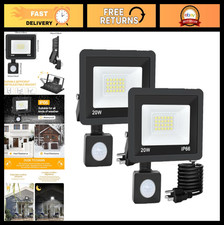 Outdoor Motion Sensor Flood Light - 6000K Super Bright, IP66 Waterproof, Plug-In