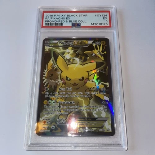 PSA 5 Pikachu EX XY124 Black Star Promo Pokemon RED & BLUE COLLECTION 2016