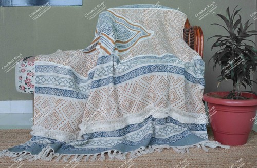Bohemian Handmade Throw, Blanket and Throw Hand Loomed Cloth Soft Cotton Blanket - Picture 5 of 7