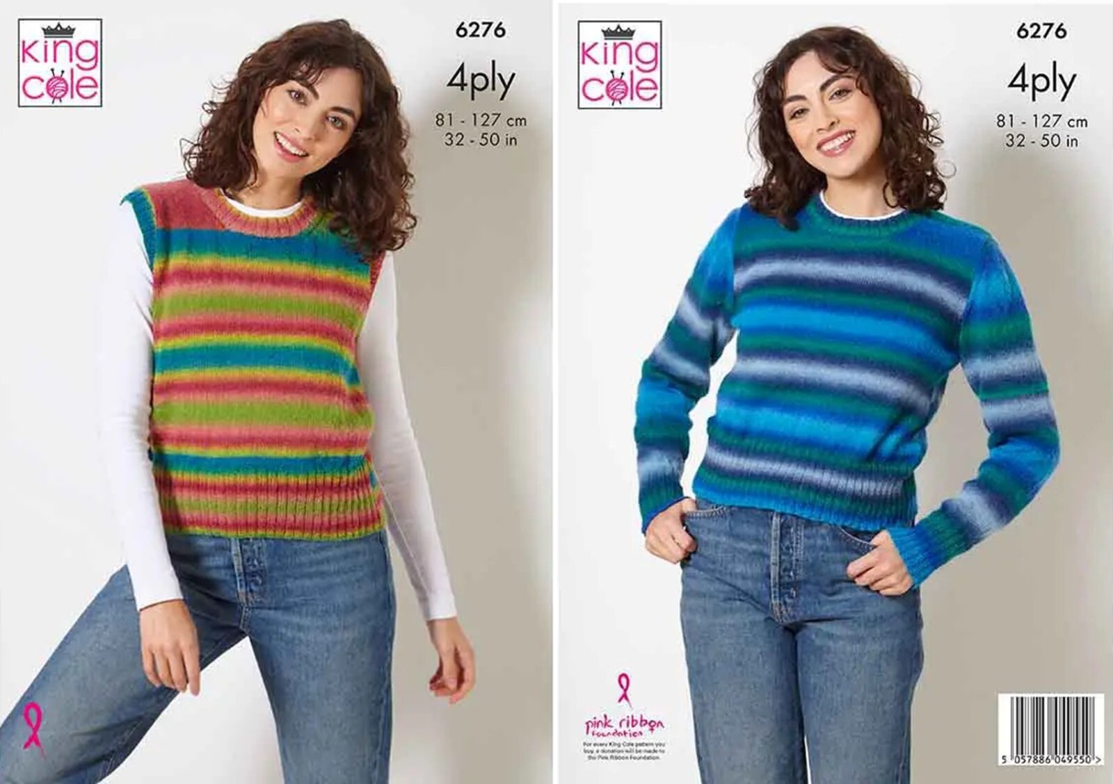 King Cole 4 Ply Knitting Pattern - 6276 Ladies Tank & Sweater (2 Designs)