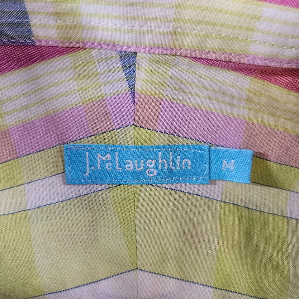 J McLaughlin Shirt Men Medium Button Up Long Sleeve Colorful Multicolor Plaid - Image 4 of 4