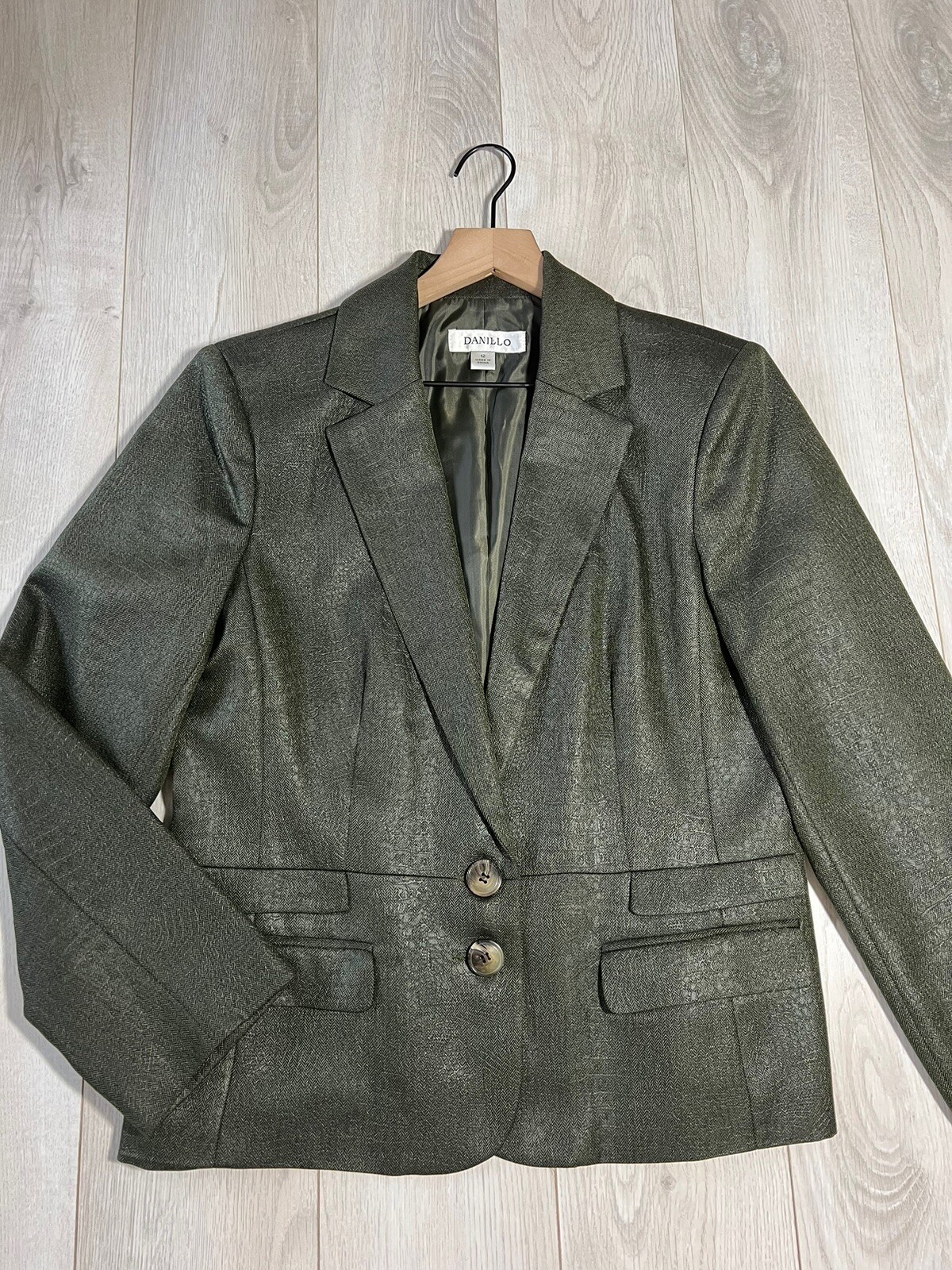 Danillo Green Herringbone Two Button Jacket & Pen… - image 4