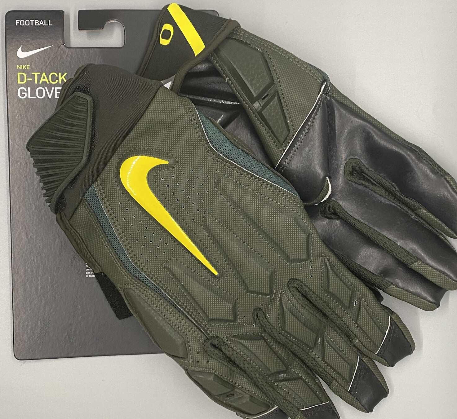 Oregon Ducks PE Team-Issued 4XL Nike D-Tack 6.0 Nightmare Green Football Gloves