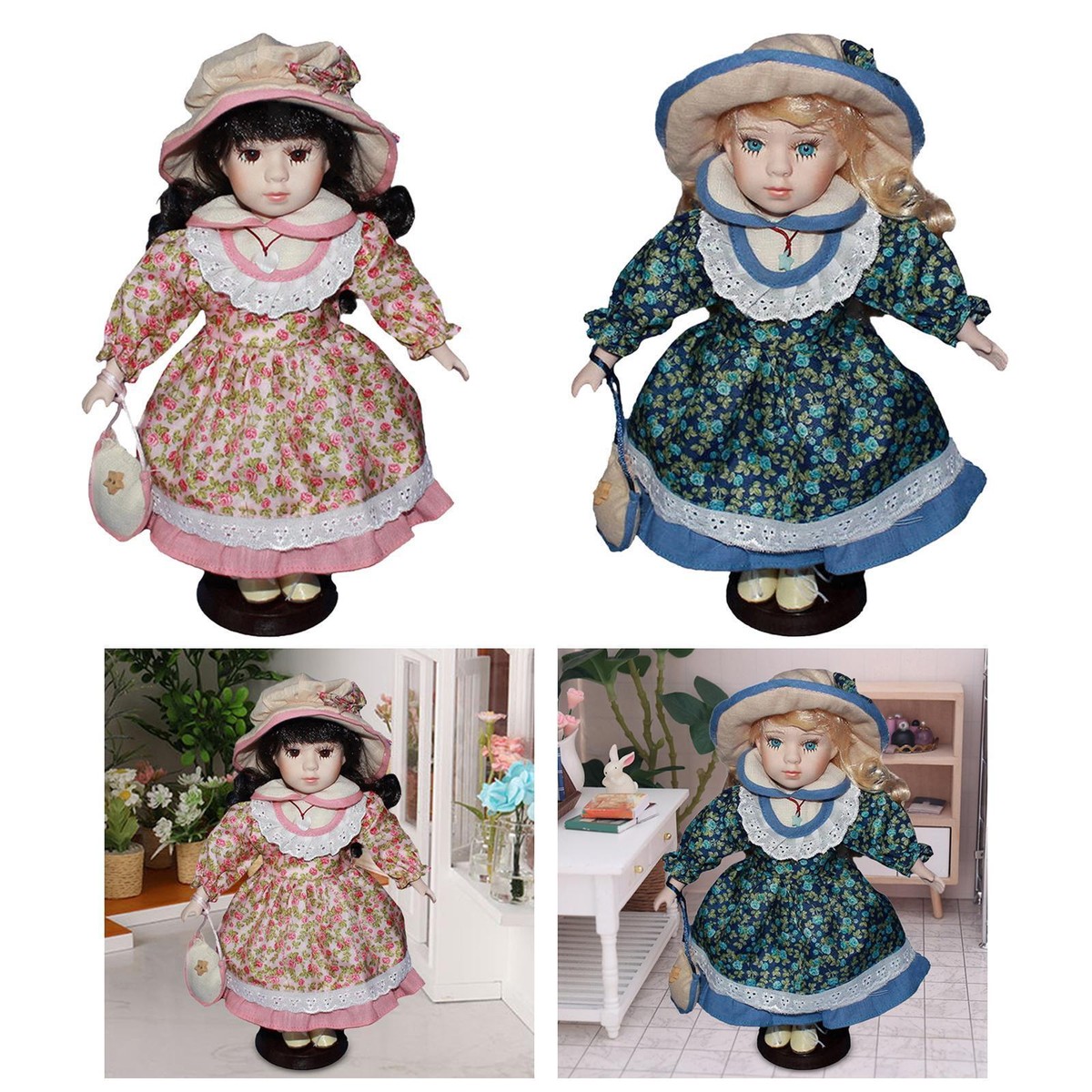 Bewegliche Gelenke Puppe 1:12 Keramik-Puppe Im Langen Kleid – Mit Beweglichen Gelenken & Ständer – Miniatur-Puppenhaus Deko – Für Sammler & Kinder