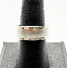 Sterling Silver Hammered Ring Vintage Textured Size 7.75 Wide Everyday Ring