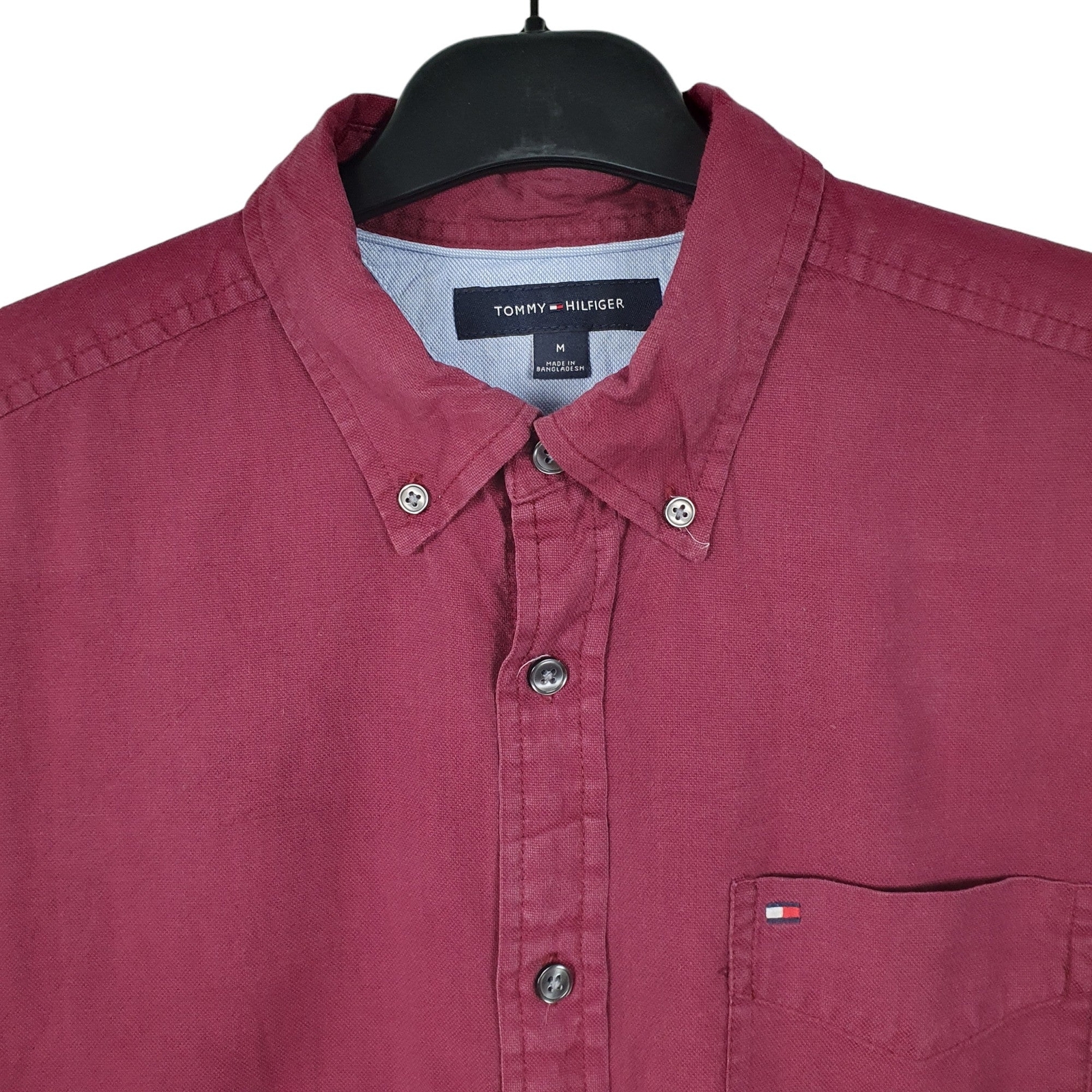 TOMMY HILFIGER Burgundy Shirt Long Sleeve Casual Mens S image 2