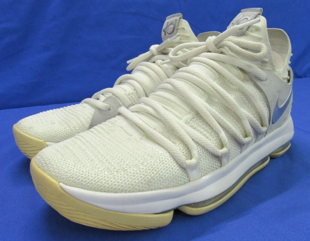 NIKE KD 10 Still KD Kevin Durant WHITE KNIT Lace Up BASKETBALL SNEAKERS Sz 10