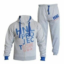 Kids Girls Grey  Blue Designer Tracksuit HNL Hooded Bottoms Joging Suit 7-13 Yr