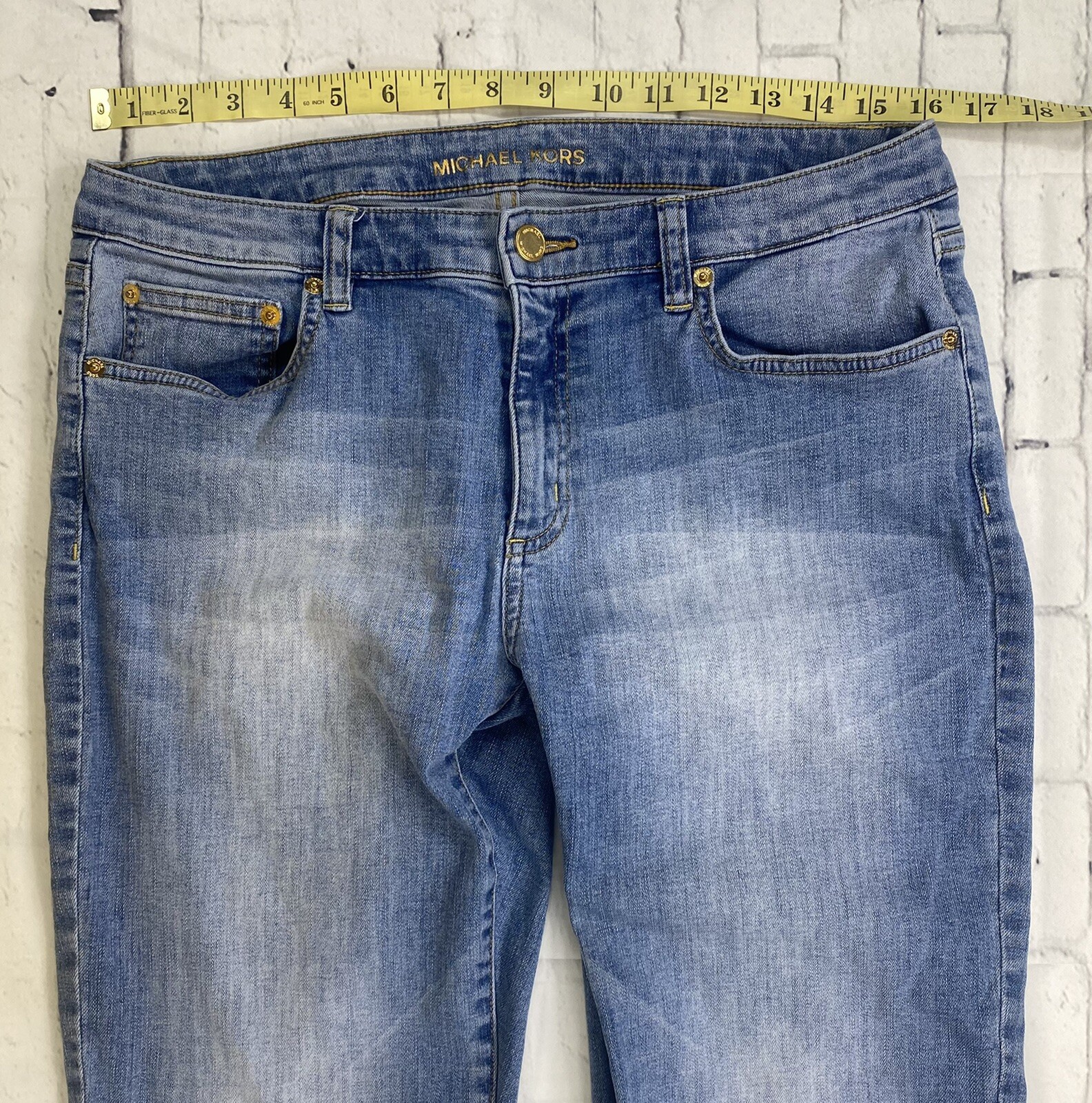 Michael Kors Grommet Embellished Stretch Ankle Blue Jeans Women's 6 32X25 RARE image 6