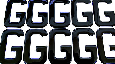 Resin / Gel gewölbt schwarz Nummernschild Buchstabe ''G'' SET 10 Nummernschild Buchstaben