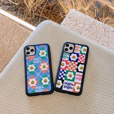 Cute Smiling Flower Embroidered Phone Case iPhone 8 X XS XR 11 12 Silicone  Cover | eBay