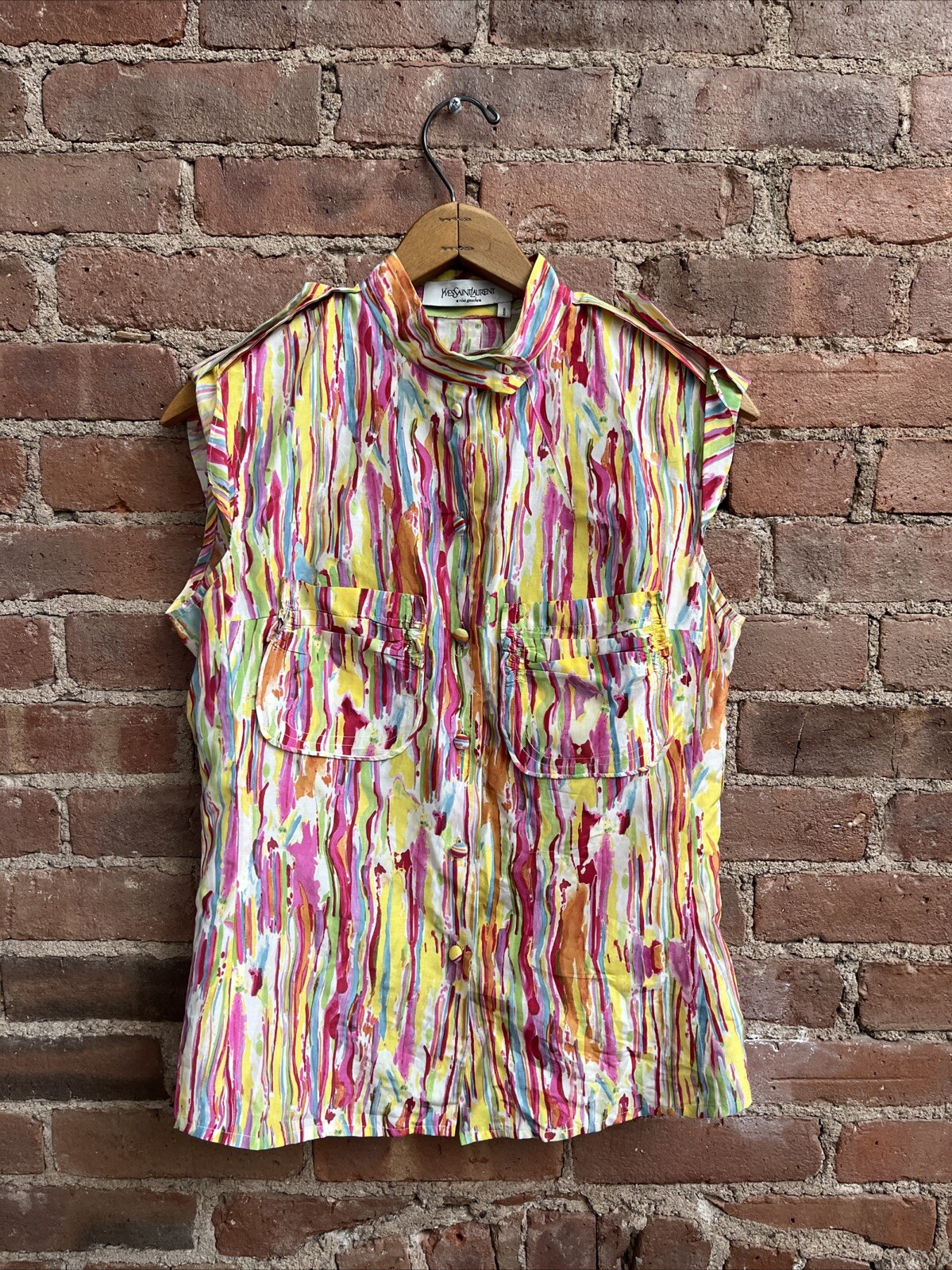 Camicia vintage Yves Saint Laurent Rive Gauche donna cotone seta taglia 38 FR IT