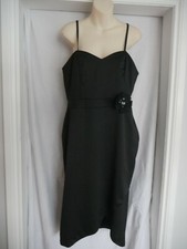 Black Satin Dress Ladies Size 18 Womens Evening Party Cocktail Editions Beaded