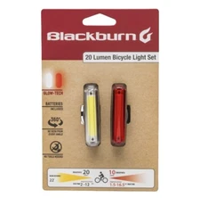 Blackburn 20 Lumen Glow Tech Bicycle Bike Light Set • Batteries Included