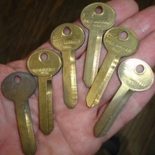 6 old COLE NATIONAL H32 brass Car Key Blank LOT ILCO H50 FORD LINCOLN MERCURY
