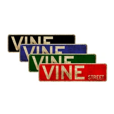 Sunset &Vine Street Vintage Sign Hollywood Night Neon Signs Vintage Décor Sign