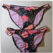 Xhilaration JR Bikini HIPSTER BOTTOM ONLY Black Tropical Print XL or XS Swim