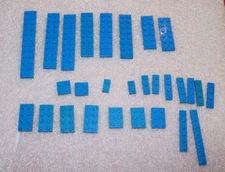 Lego blue 2445 3832 3034 3795 3020 3021 3022 1x8 1x6 1x4 1x3 1x2 lot of 28