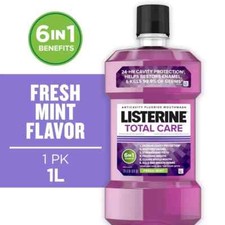 Listerine Total Care Anticavity Fluoride Mouthwash/Mouth Rinse, Fresh Mint, 1 L