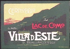 Grand Hotel Villa d'Este LAC de COMO ITALY Gorgeous RICHTER Luggage Label 1925