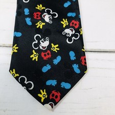 Disney Mickey Mouse Red Blue Yellow Black Fun Holiday Tie 54"