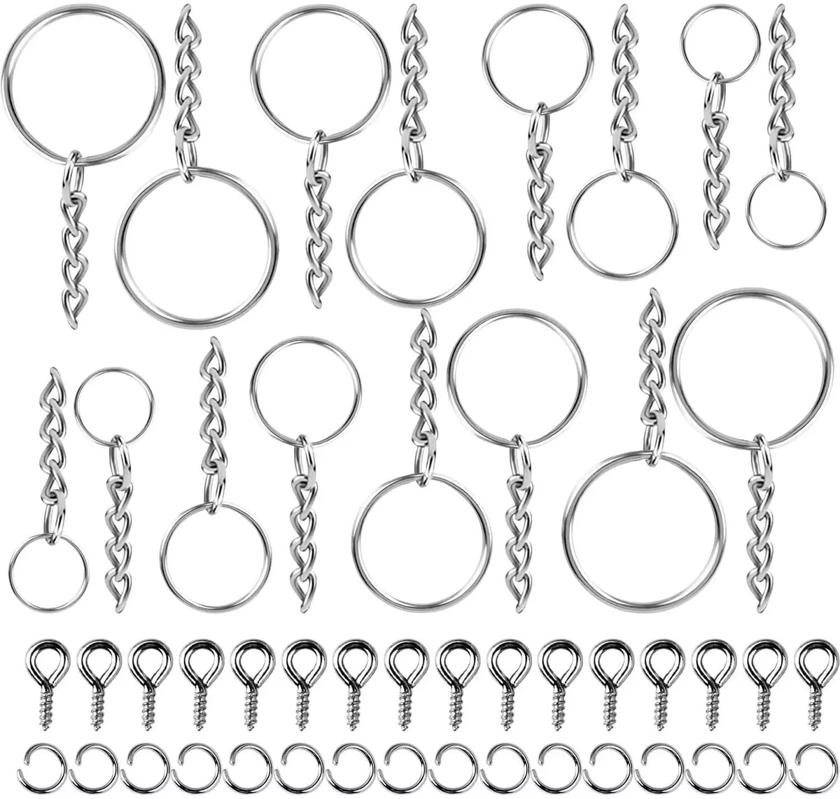 Key Chain Rings, 360Pcs Key Rings Bulk With Jump Rings And Screw Eye Pins  For K