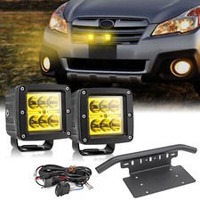 3 Amber Led Light Bull Bar License Plate Bracket For Subaru Outback Forester
