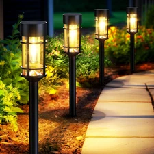 Mancra Solar Pathway Lights, 8 Pack LED Solar Lights Outdoor Waterproof, Glass M
