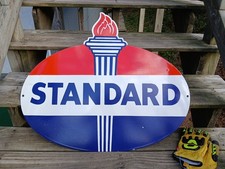 Large Standard Porcelain Sign Old 30 Torch Motor Oil Gas Station Service Shop