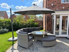 KETTLER Palma Garden Dining Table Set Table, inc LED parasol + speaker + covers