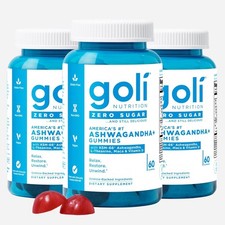 Goli Zero Sugar Ashwagandha & Vitamin D, Maca, L-Theanine 180 Count, No Color