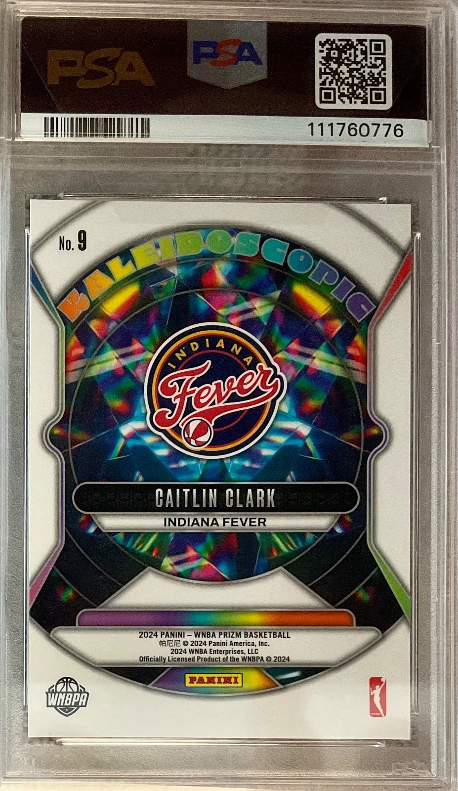 Panini 2024 Prizm WNBA Caitlin Clark Kaleidoscopic #9 Rookie PSA 10 view 2