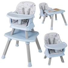 GYMAX 6-in-1 Baby High Chair Convertible Infant Feeding Chair-Gray