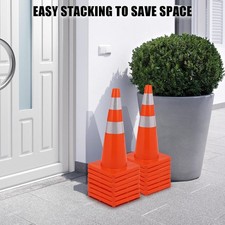 Pack of 12 28" Safety Cones w Rubber Base for Parking Traffic Control Heavy Duty