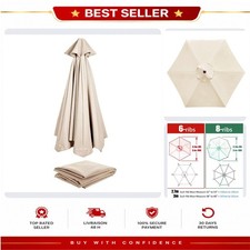 Parasol de Jardin 3.0m Vonluxeshop Toile de Remplacement Extérieur