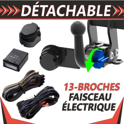 Attelage détachable pour Opel Combo V E Life, Cargo XL de 18+faisceau 13 broches