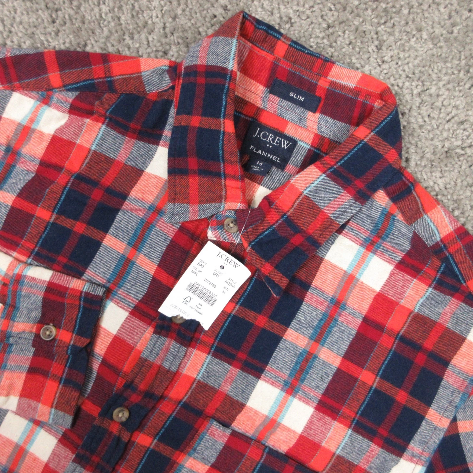 J Crew Shirt Mens Medium Red Plaid Twill Flannel Outdoor Pocket Button Up NEW
Opens in a new window