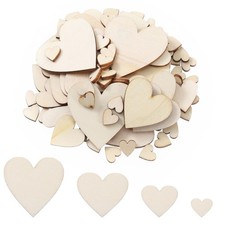 100Pcs Wood Hearts, Wooden Hearts for Crafts Assorted Size 100pc Heart
