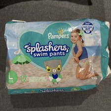 Pampers Splashers Swim Pants Large 17 Disposable Gap Free Diaper