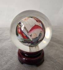 BOULE CHINOISE VERRE soufflé signé SHOU LAO/SHOUXING/peinture inversée/COFFRET