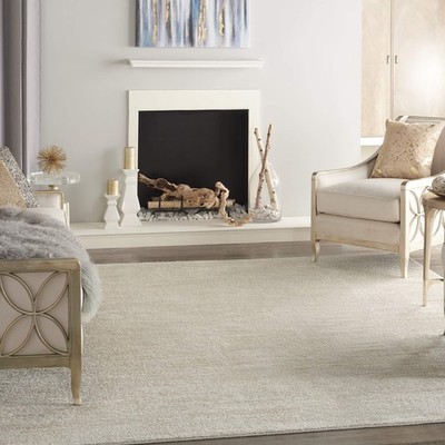 Nourison Home Nourison Essentials Ivory Beige 9' x 12' Area Rug  Easy Clean, ...