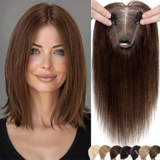 Free Part Piece Topper Clip In Real Human Remy Hair Lace Base Hairpiece 8x10CM
