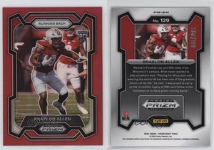2024 Panini Prizm Draft Picks Red Prizm /299 Braelon Allen #129 Rookie RC