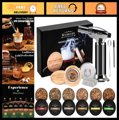 Cocktail Smoker Kit with Torch & 6 Wood Chips   Whiskey Infuser, Old Fashioned G