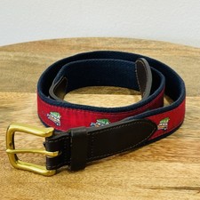 Vineyard Vines Christmas Tree Woodie Wagon Belt Red Navy Size 36 Made in USA
