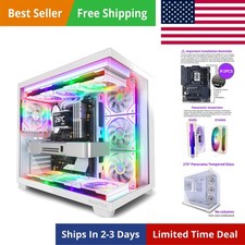 Y6 PC Case, Pre-Installed 7 Infinity Mirror PWM ARGB Fans, ATX Mid Tower Comp...